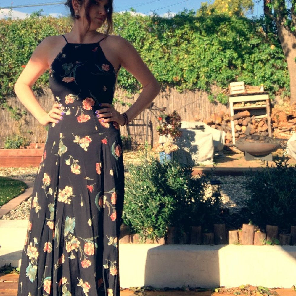 Reformation Navy Floral Maxi Dress